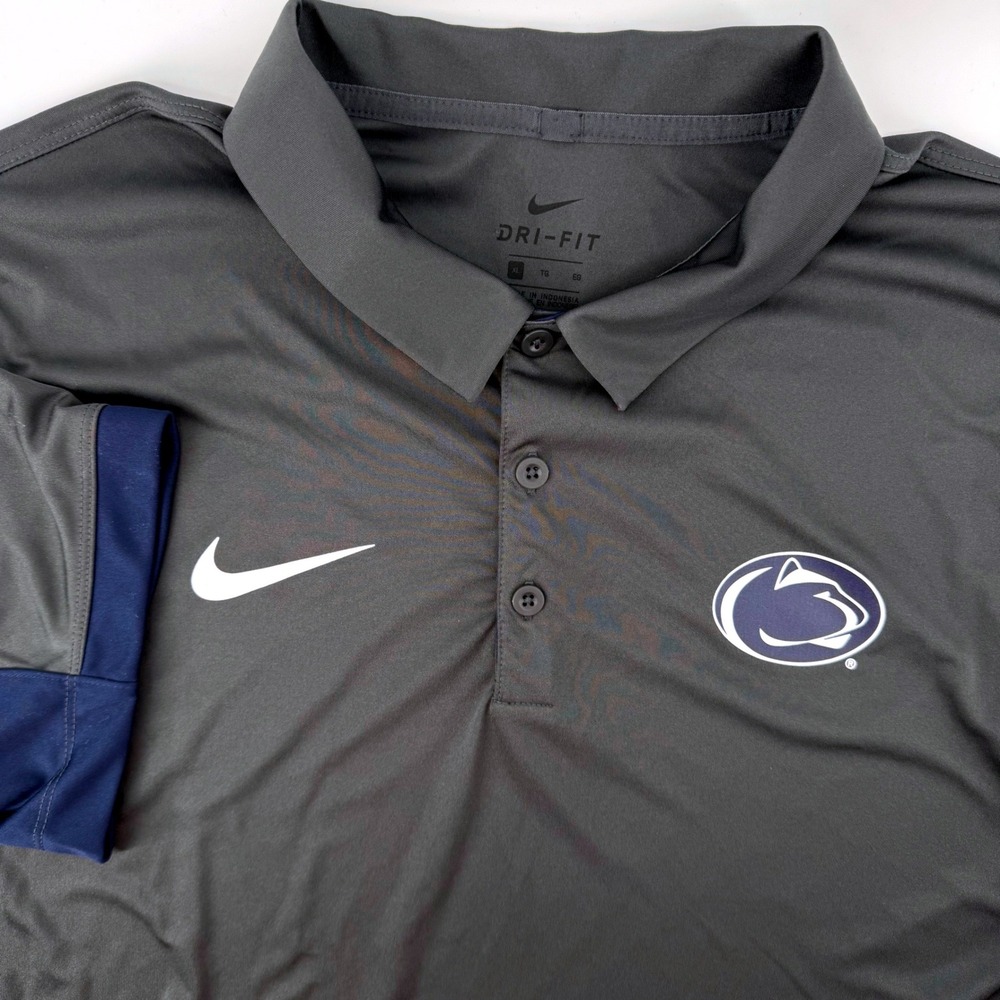 Nike Polo Shirt Mens XL Grey Penn State Nittany Lions Dri-FIT Colorblock 34901X